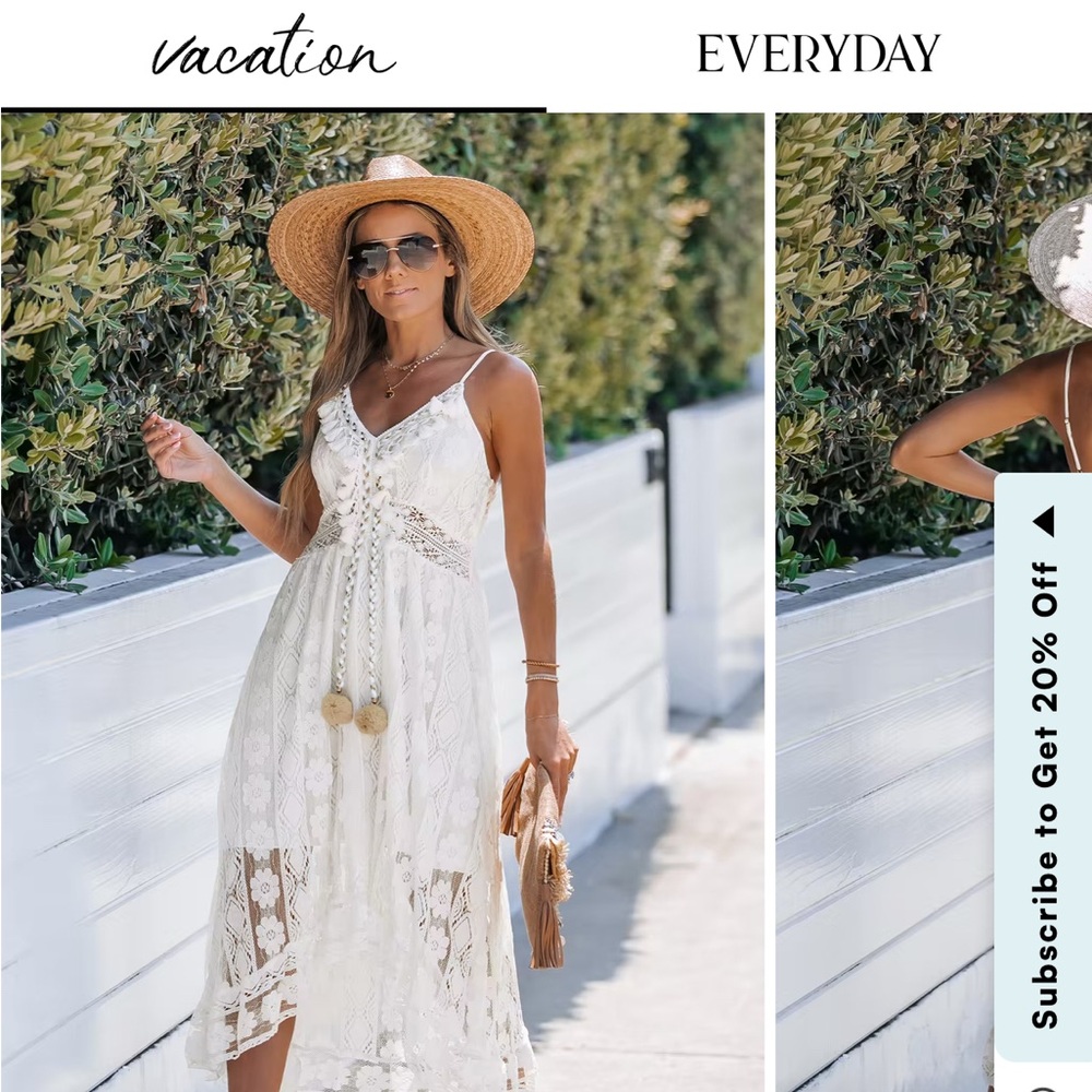Cupshe White Lace Midi Dress